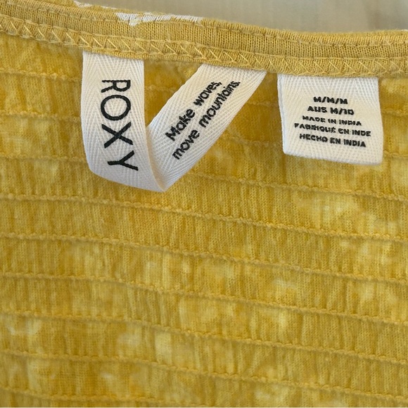Roxy Women's Yellow Floral Simple Thoughts Short Sleeve Dress Size Medium - Picture 8 of 9